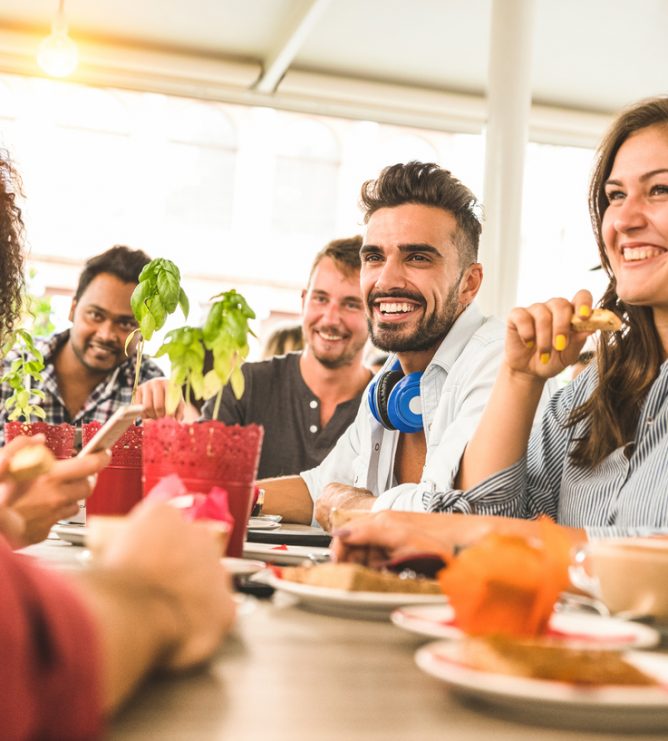 guests enjoying meals