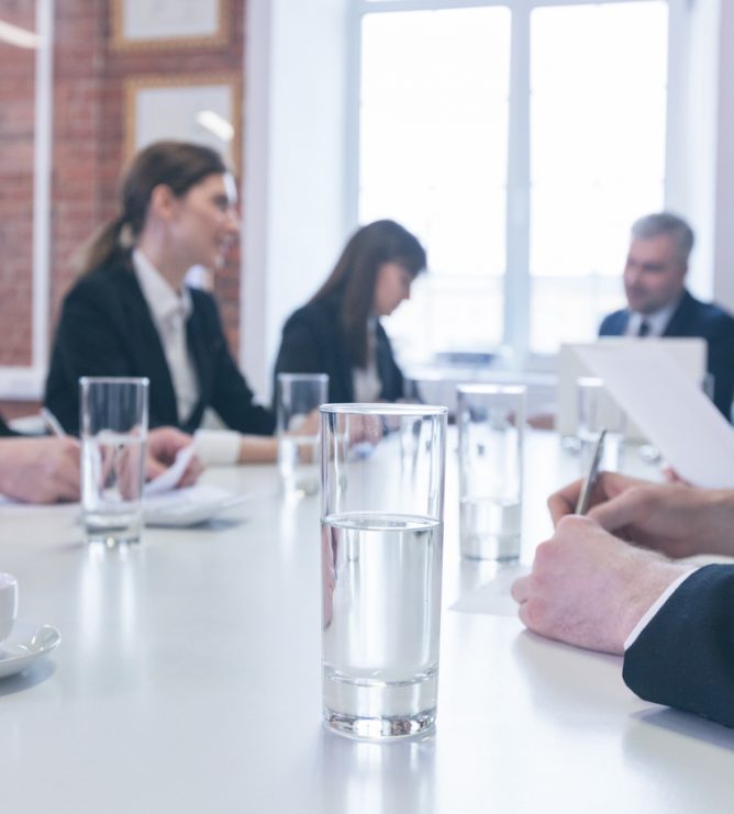 group of professional business team with drinking water