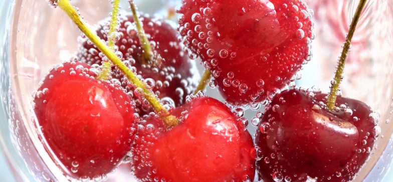 cherries in bubbly water