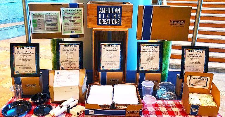 Table with curbside service for American Dining Creations