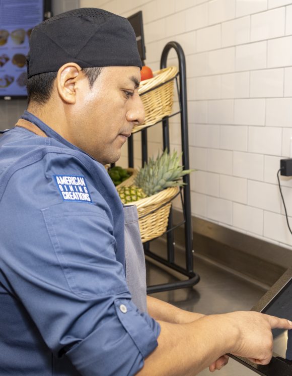 employee using touch screen